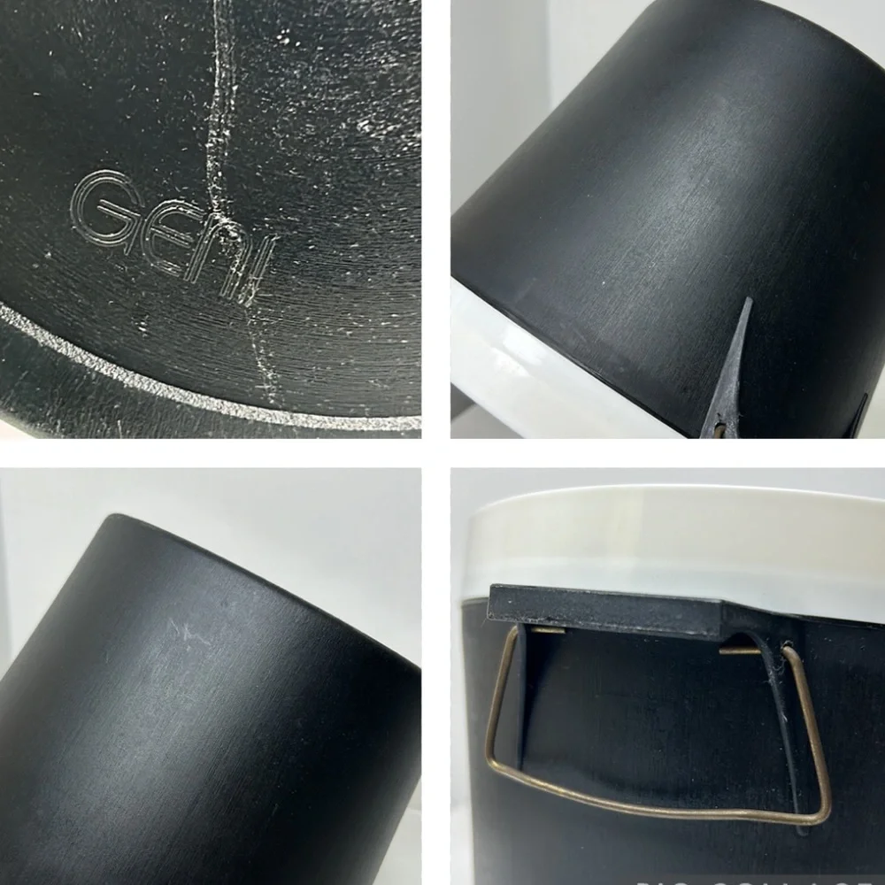 Vintage MCM 🧊 Black & White Geni Plastic Ice Bucket With Lid Party Drink Bucket